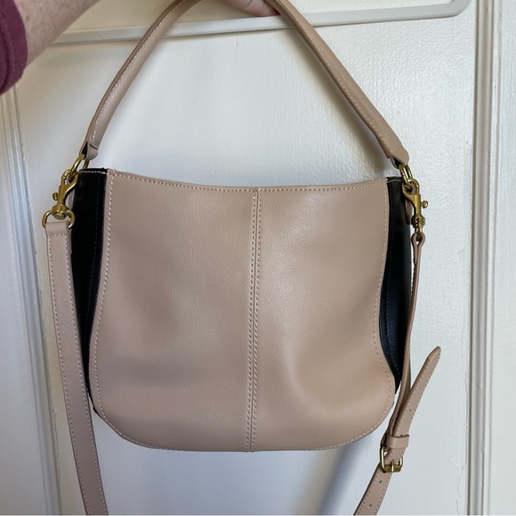 J. Crew Beige and Black Leather Crossbody Purse - Picture 8 of 9